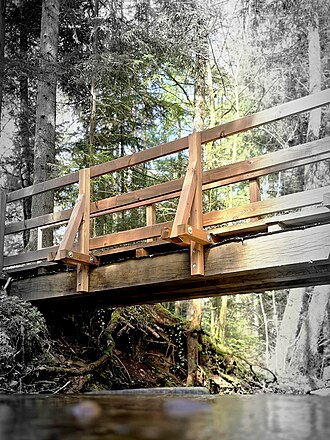 Brücke über den Tiefenbach im Hölltal (Württ.) Bridge over the Tiefenbach stream in the Hölltal valley (Württemberg)