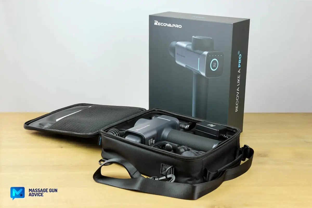 Recovapro MAX Review - A Heavy, but Amazingly Powerful Massage Gun 4 recovapro max box and carrying case