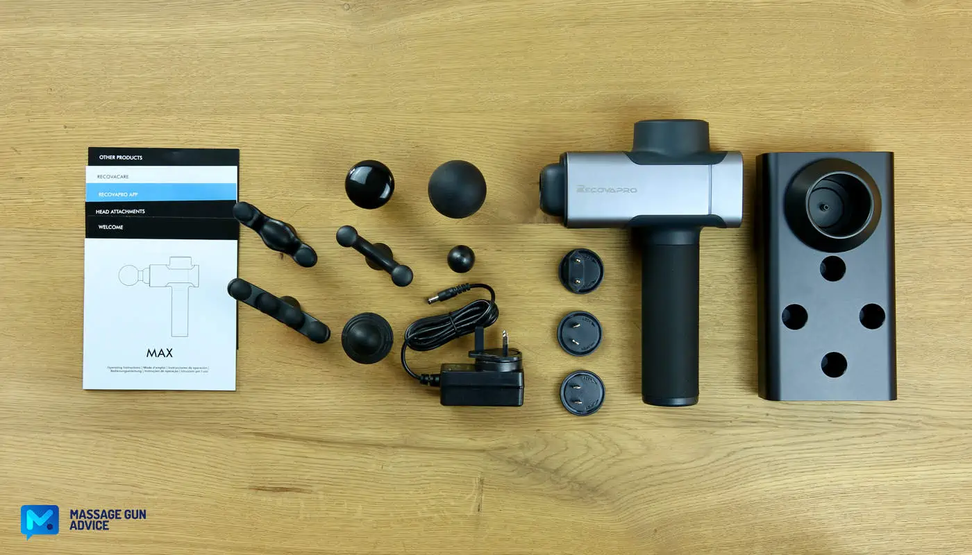 Recovapro MAX Review - A Heavy, but Amazingly Powerful Massage Gun 12 recovapro max full set content