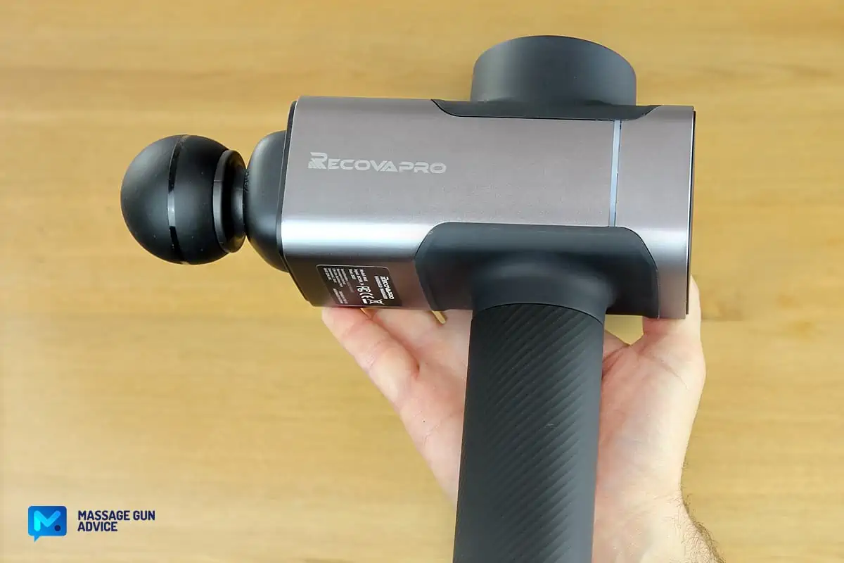 Recovapro MAX Review - A Heavy, but Amazingly Powerful Massage Gun 15 Recovapro Max on the hand