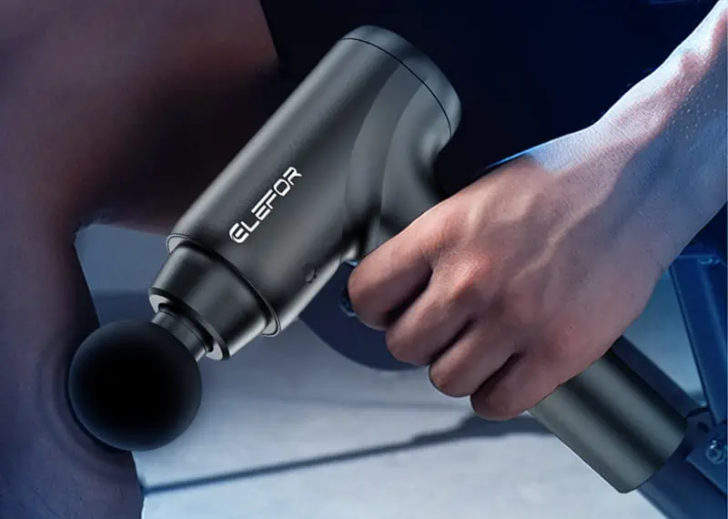 Elefor Massage Gun Review - Popular on Amazon, But Better Alternatives Await! 8 Elefor Massage Gun: a man using it on Leg Calf